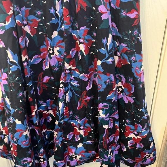 Free Assembly Dark Floral Maxi Midi Dress Cotton Pockets Size XL 16-18 - Picture 10 of 10